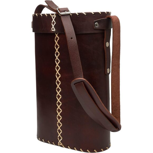 Argentine Leather Mate Bag - Travel and Home Use, Brown, 14.7x4.7in